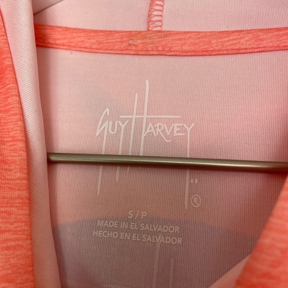 NWT Guy Harvey Long Sleeve UPF 30 Manatee Hoodie Graphic Peach/Orange Sz Small - Picture 5 of 8